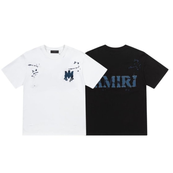 AMIRI Denim Patch Distressed T-Shirt